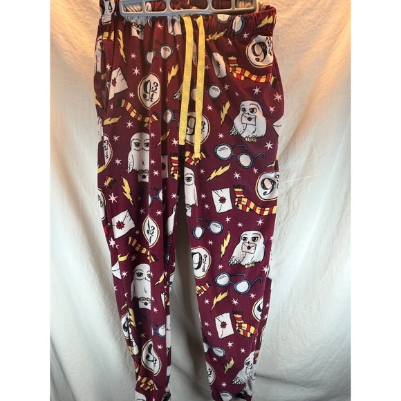 Harry‎ Potter Womens Sleepwear Medium Pajama Pants Hogwarts Allover Print Logo - Picture 1 of 9